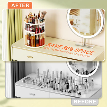 360° Drehbarer Make Up Kosmetik Organizer weiß aus Kunststoff