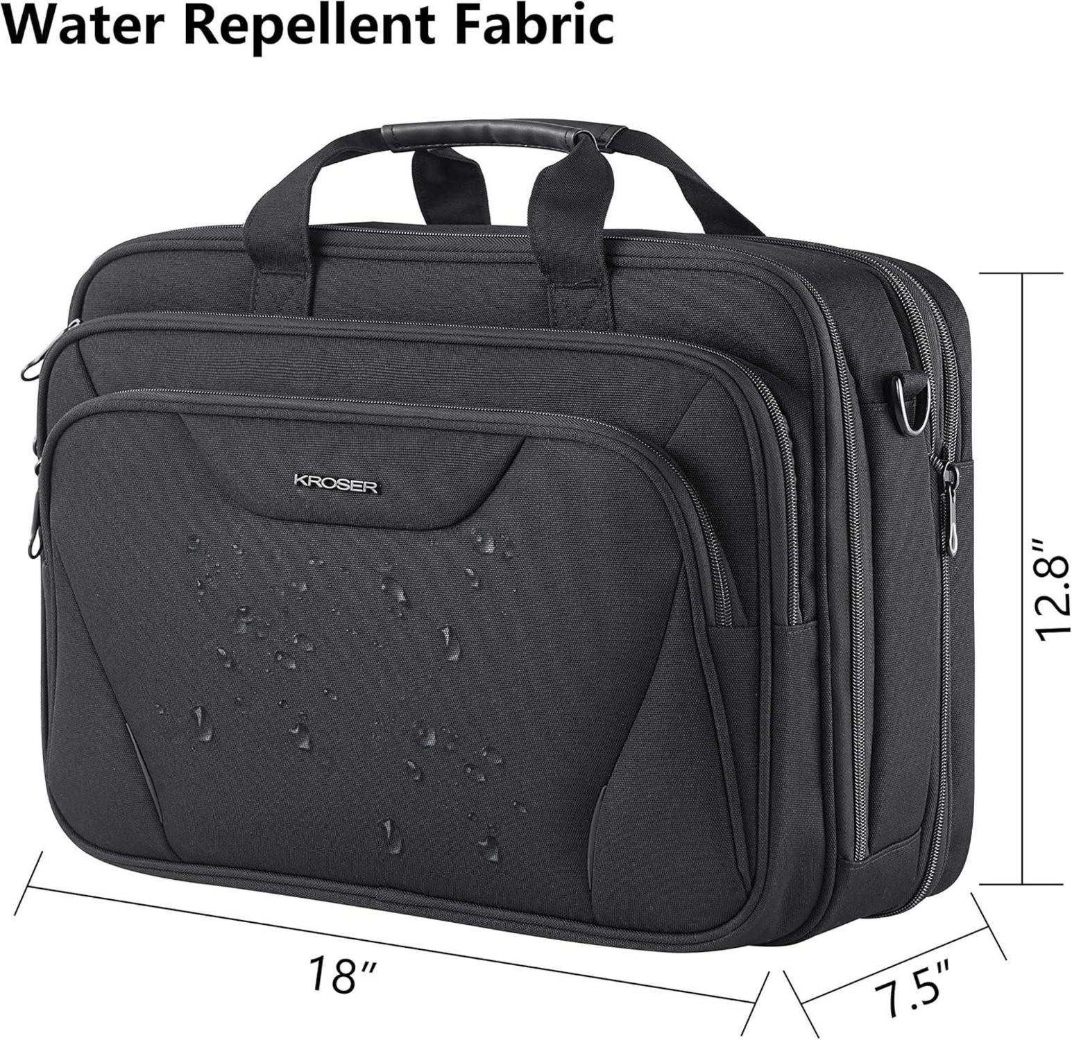 KROSER 18 Zoll Laptoptasche für Damen und Herren, wasserdicht, erweiterbar