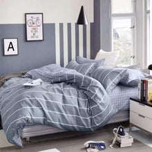 Bettwäsche 155x220 Grau-Weiß Gestreift 100% Baumwolle