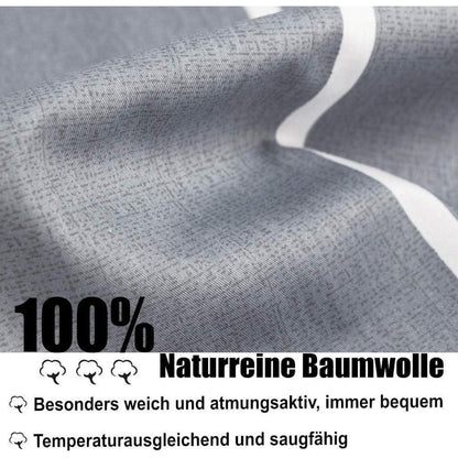 Bettwäsche 155x220 Grau-Weiß Gestreift 100% Baumwolle