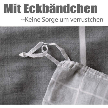 Bettwäsche 155x220 Grau-Weiß Gestreift 100% Baumwolle