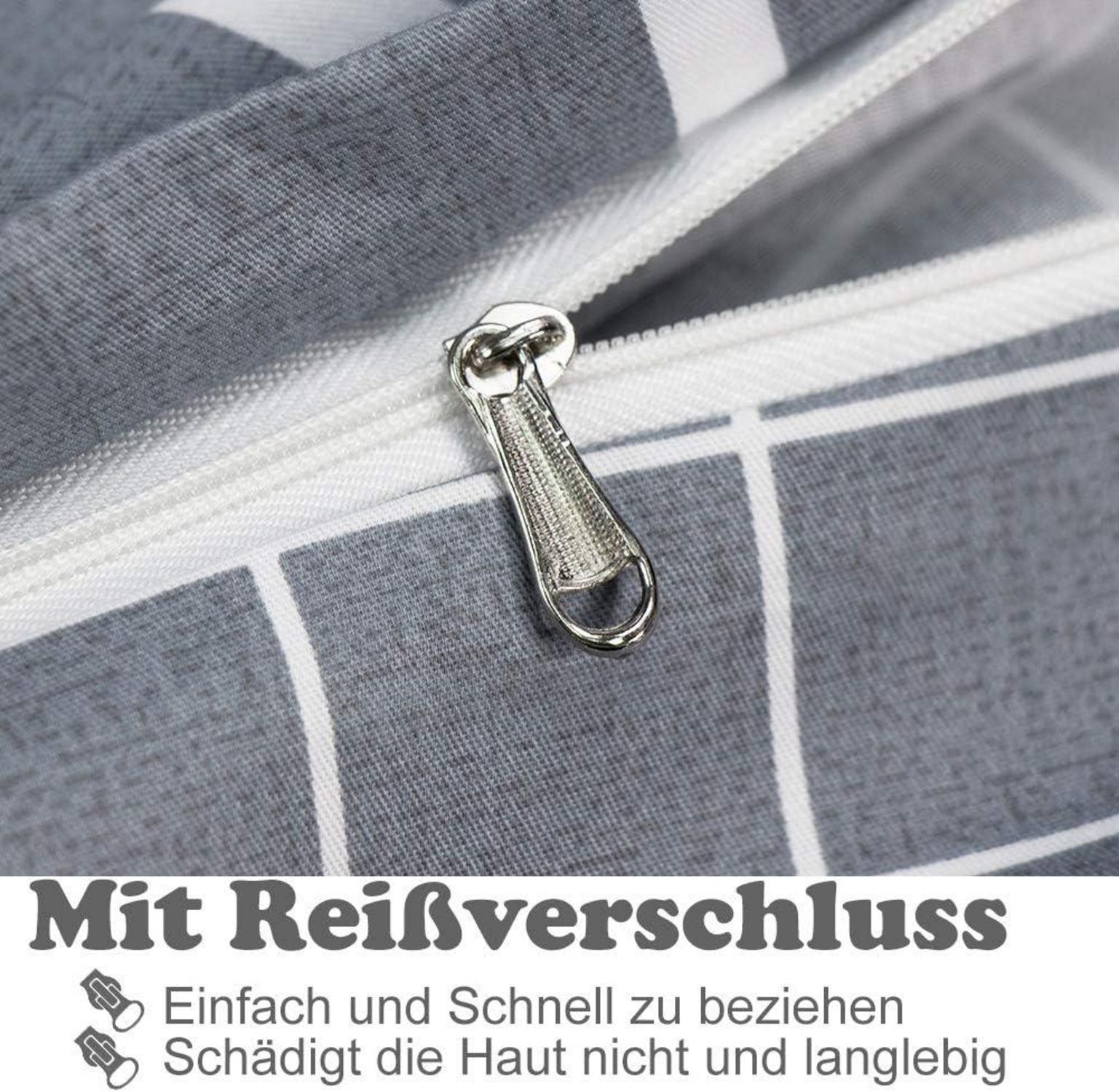 Bettwäsche 155x220 Grün Weiß Gestreift Baumwolle