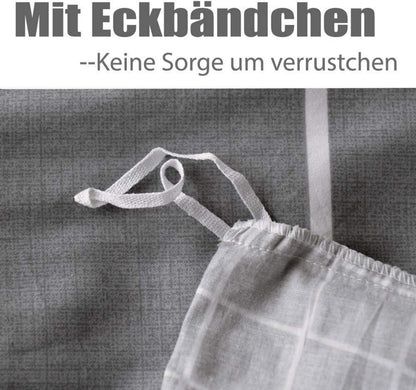 Bettwäsche 155x220 Grau Weiß Gestreift 100% Baumwolle Reißverschluss 2
