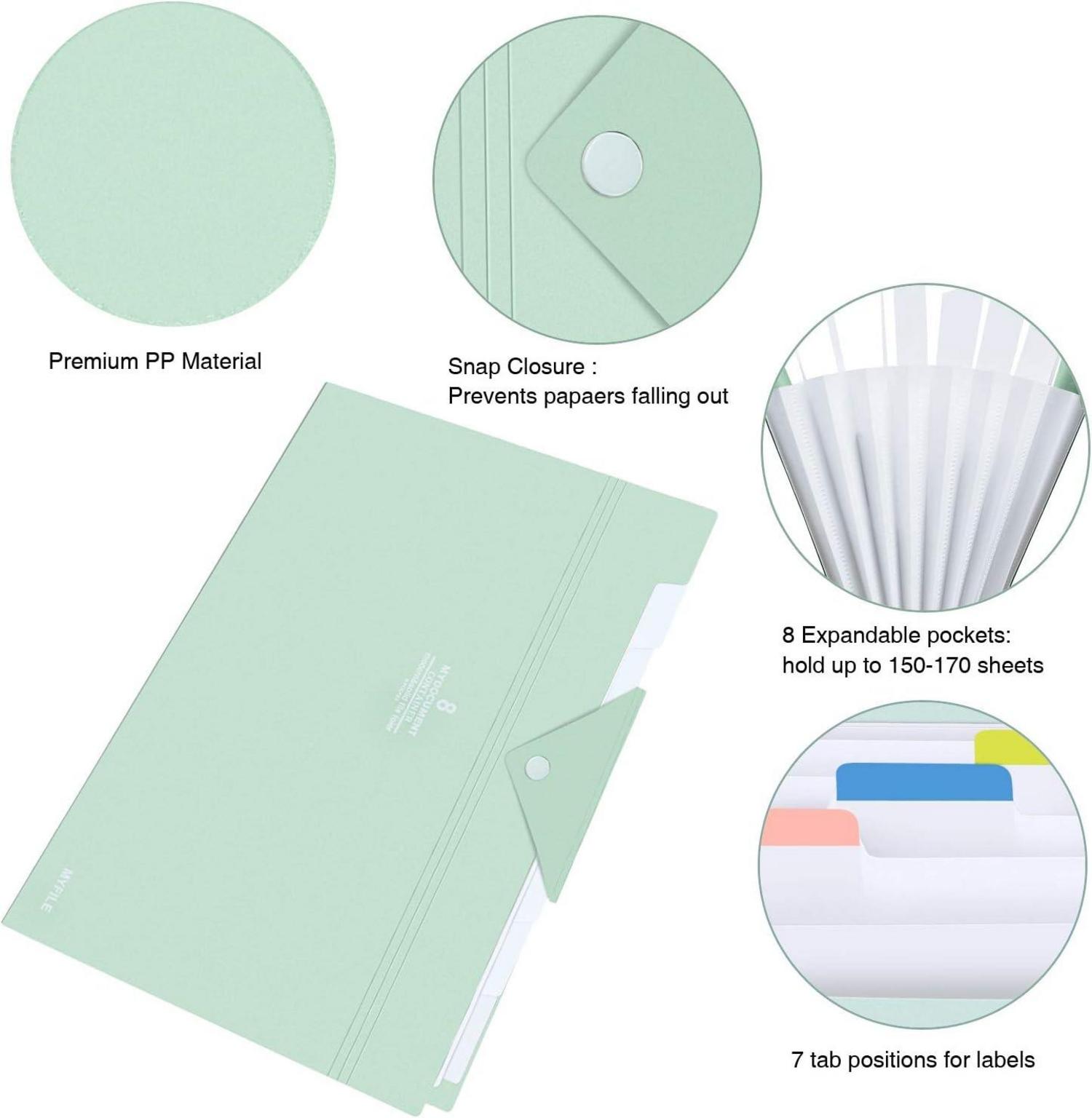 KONVINIT Dokumentenmappe A4 7 Fächer Druckknopf Blau Folder Organizer