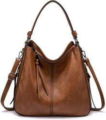 Damen Designer Handtasche Lederimitat Umhängetasche Hobo Braun