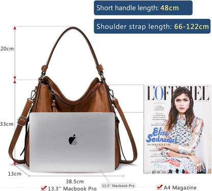 Handtasche Damen Lederimitat Umhängetasche Designer Hobo Braun