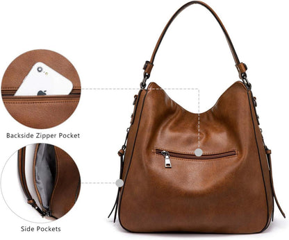 Damen Handtasche Umhängetasche Designer Hobo Braun Lederimitat neu