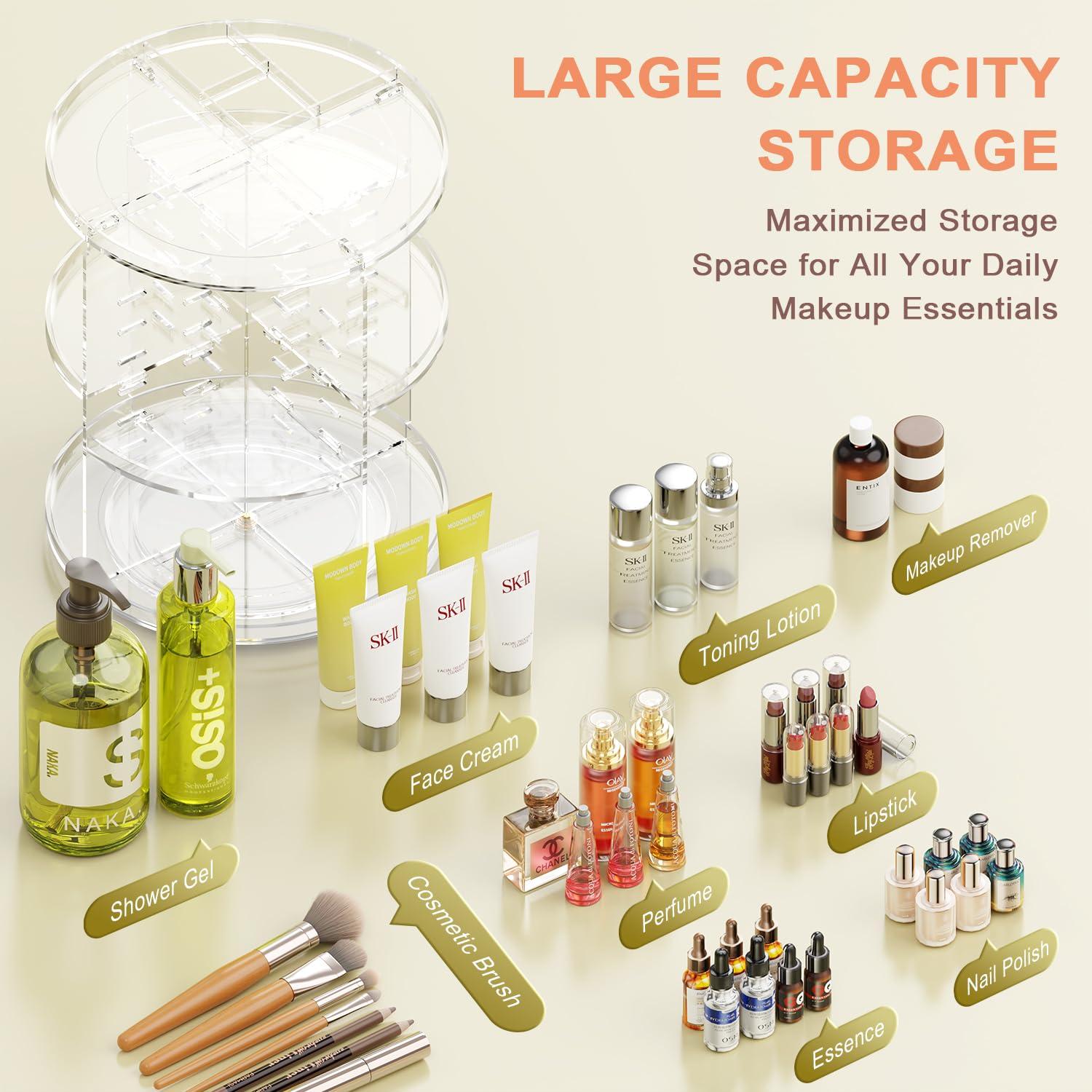 Auxmir Make Up Rotating Organizer, Transparent, 7 Layer Storage