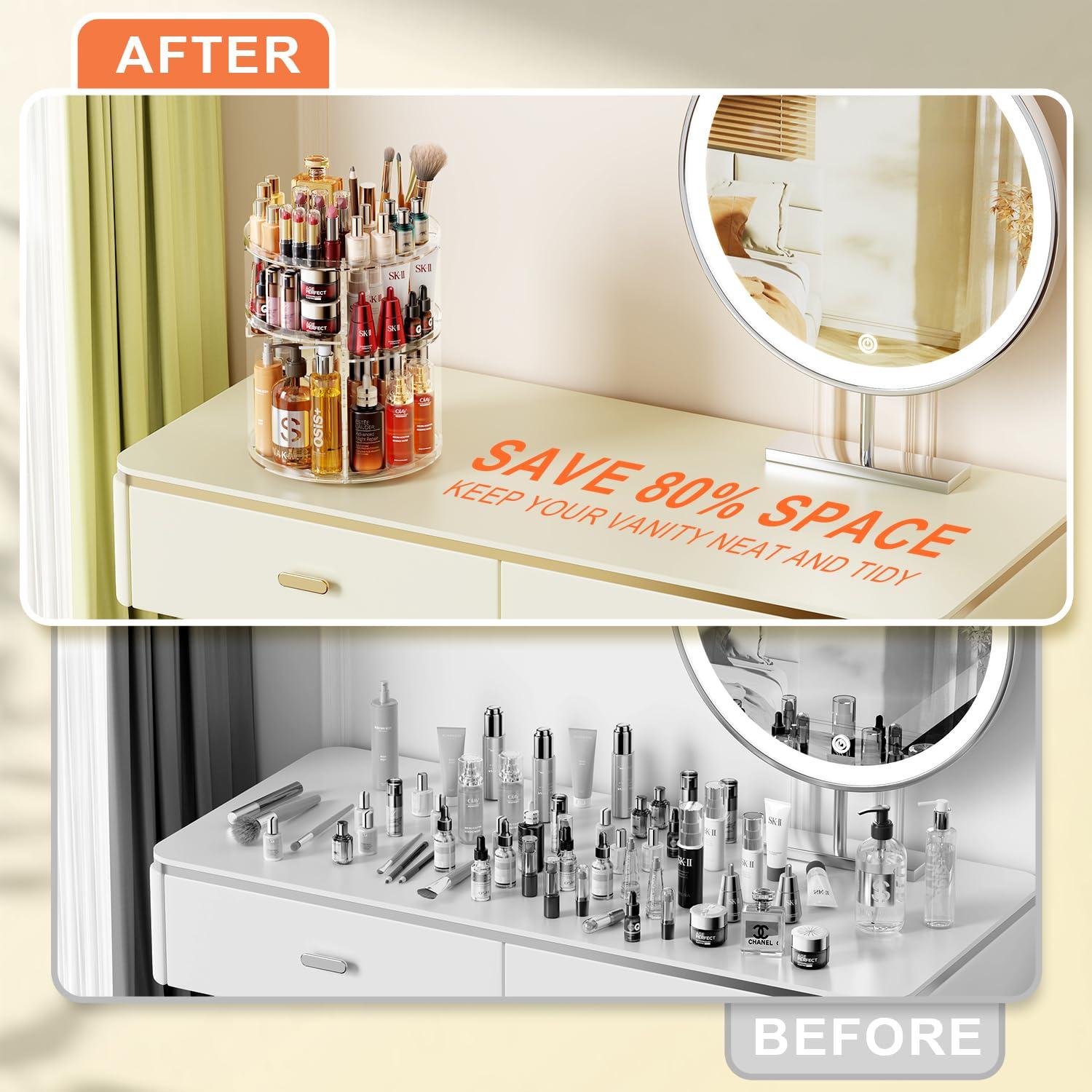 360° Drehbarer Make Up Kosmetik Organizer Transparent 7 Schichten