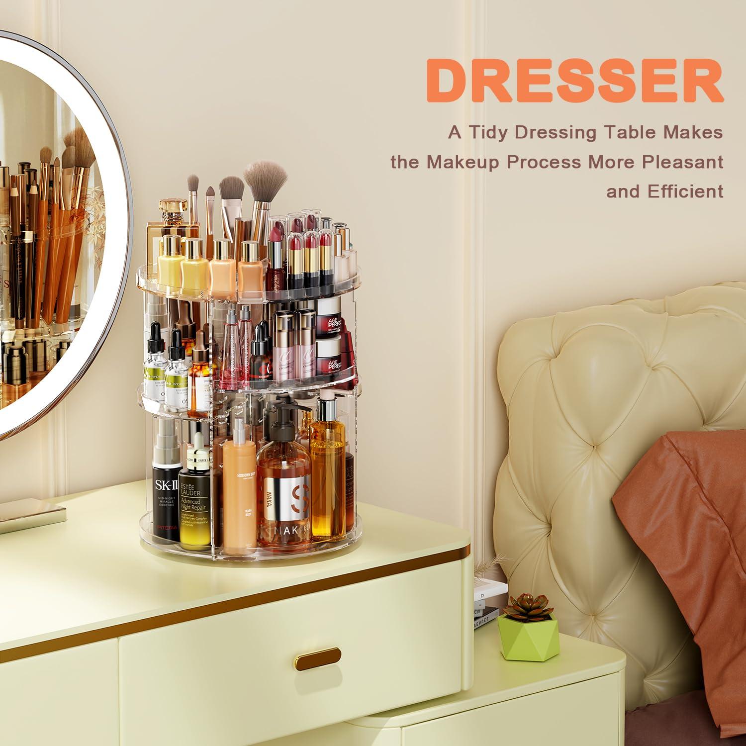 Auxmir Make Up Rotating Organizer, Transparent, 7 Layer Storage