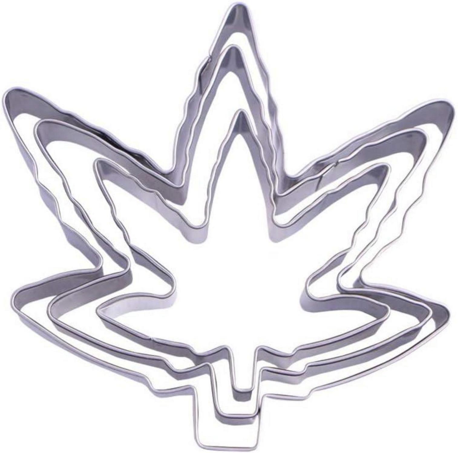 Marihuana Blatt Ausstechform Set 3-teilig Rostfreier Stahl