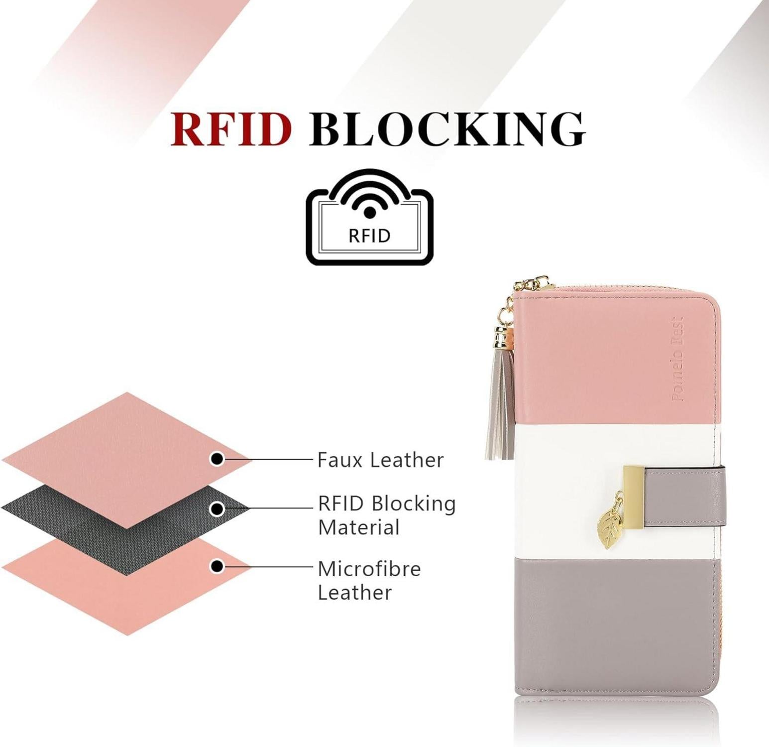 Damen Geldbörse Leder RFID-Blocker 12 Karten Münzfach klassisch