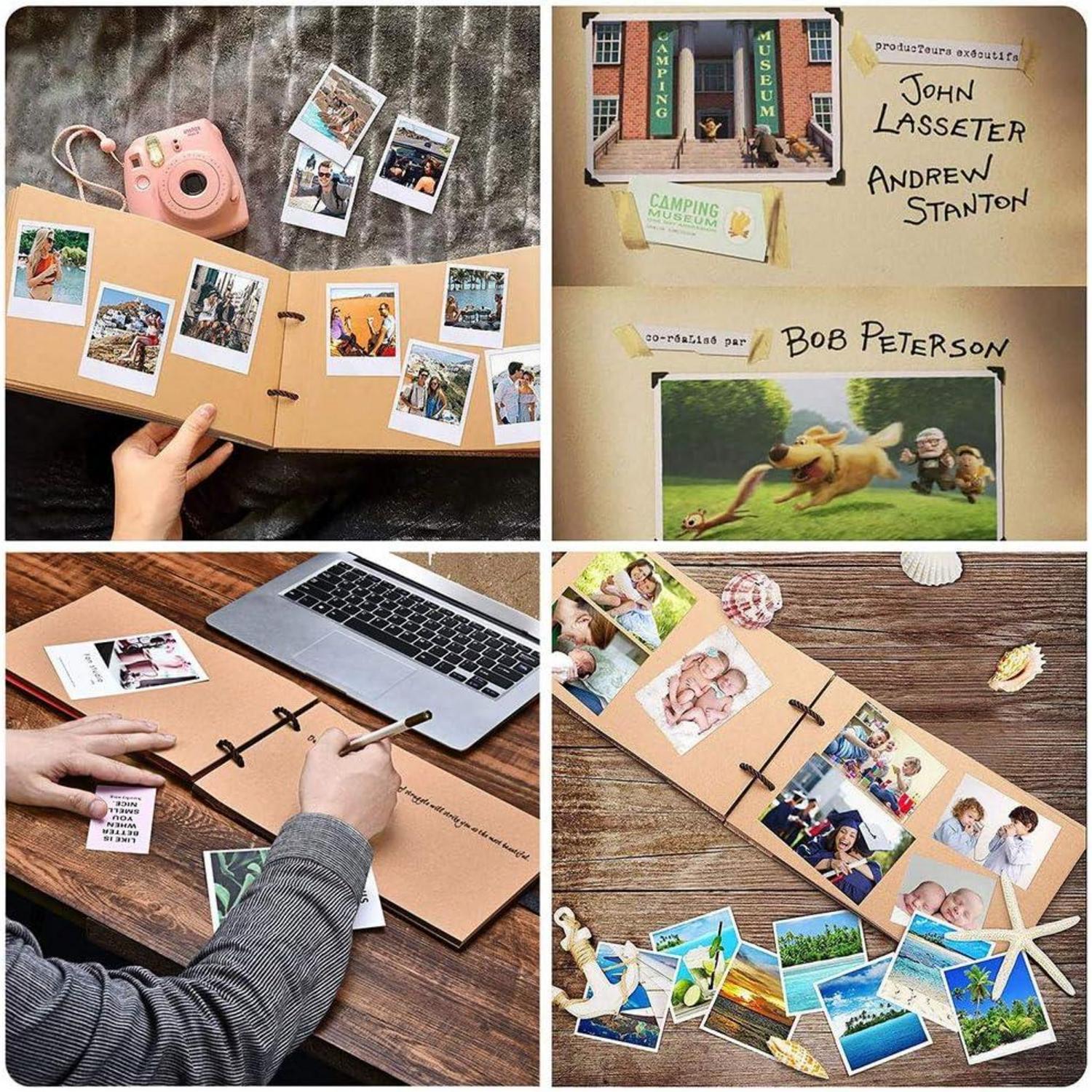 ZEEYUAN Fotoalbum Holz Hochzeit 29x19cm mit Fotoecken - Geschenk Weihnachten