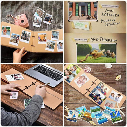 ZEEYUAN Fotoalbum Holz Hochzeit 29x19cm mit Fotoecken - Geschenk Weihnachten