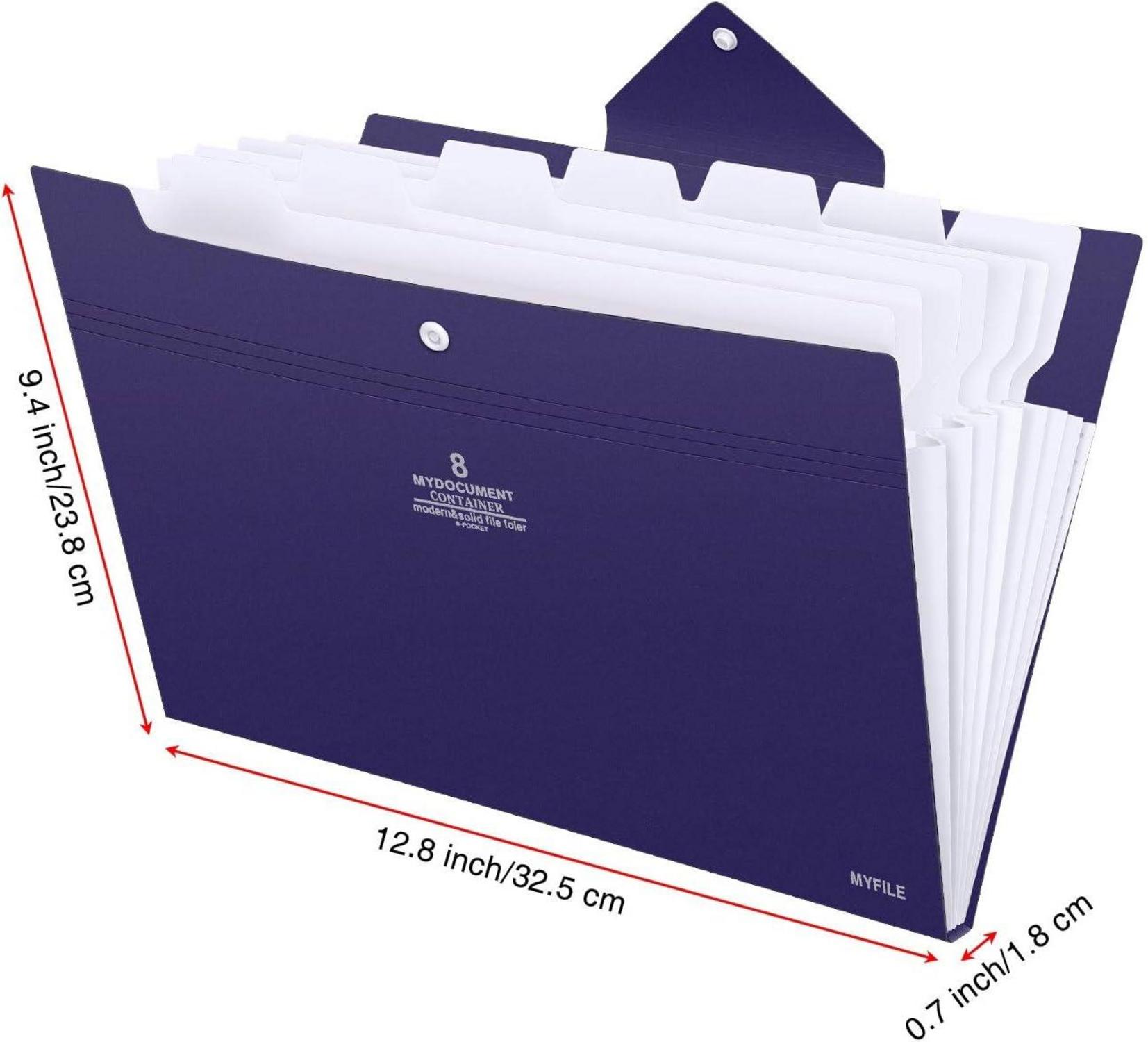 Dokumentenmappe A4 Fächermappe Organizer mit Verschlussknopf & 7 Fächern - Navy