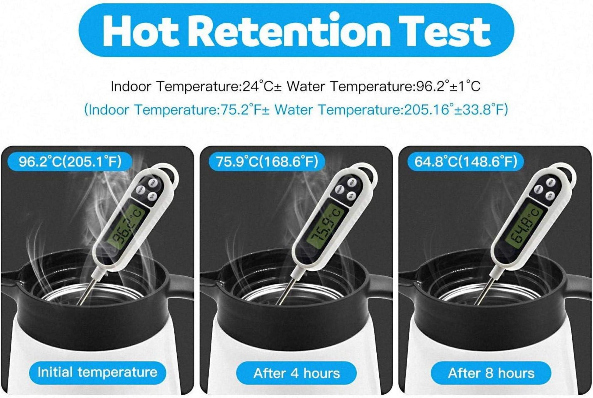 Thermoskanne Edelstahl Doppelwand Vakuum Isoliert Kaffeekanne 800ML