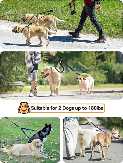YOUTHINK Doppelleine für 2 Hunde Reflektierend Verstellbar Splitterleinen bis 50