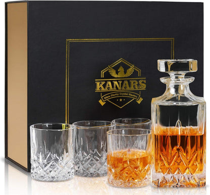 Whiskey Karaffe Set 750ml 4x 300ml Gläser Kristallglas 5-teilig