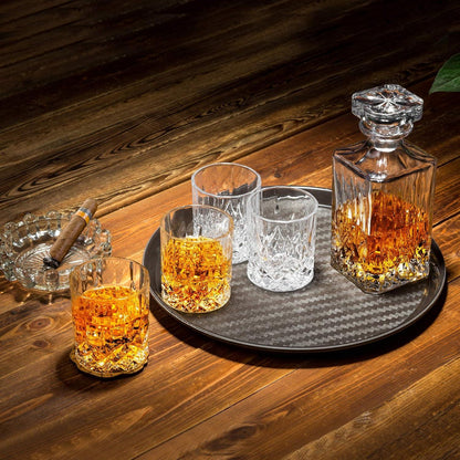 Whiskey Karaffe Set 750ml 4x 300ml Gläser Kristallglas 5-teilig