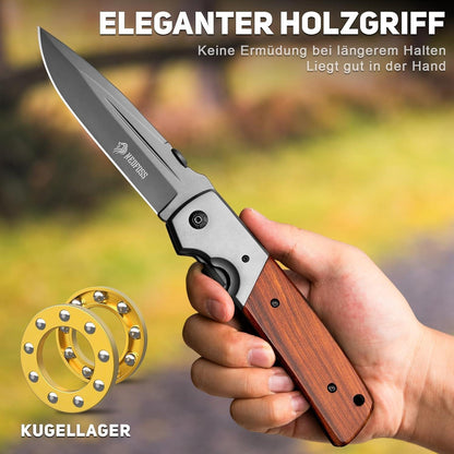 Klappmesser 28cm Einhandmesser mit Holzgriff Taschenmesser