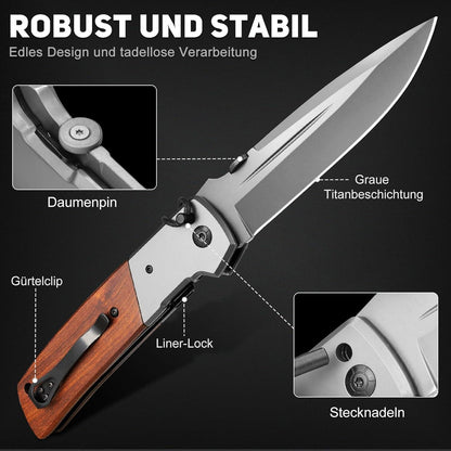 Klappmesser 28cm Einhandmesser mit Holzgriff Taschenmesser