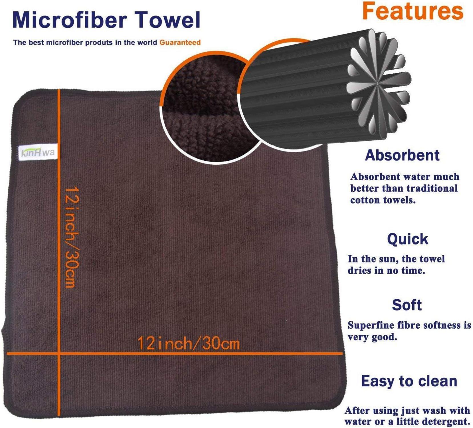 Mikrofasertücher 20er-Pack Super saugfähig 30x30 cm Braun