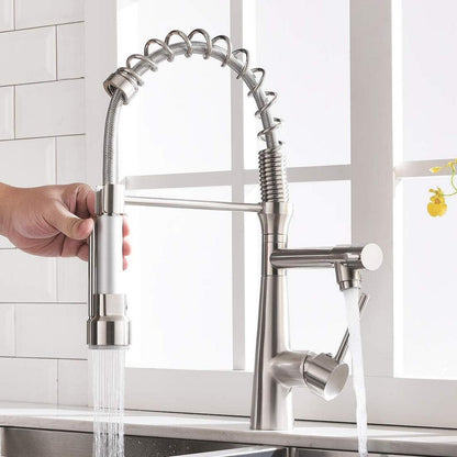 Küchenarmatur Spiralfeder ausziehbar schwenkbar gebürstetes Nickel