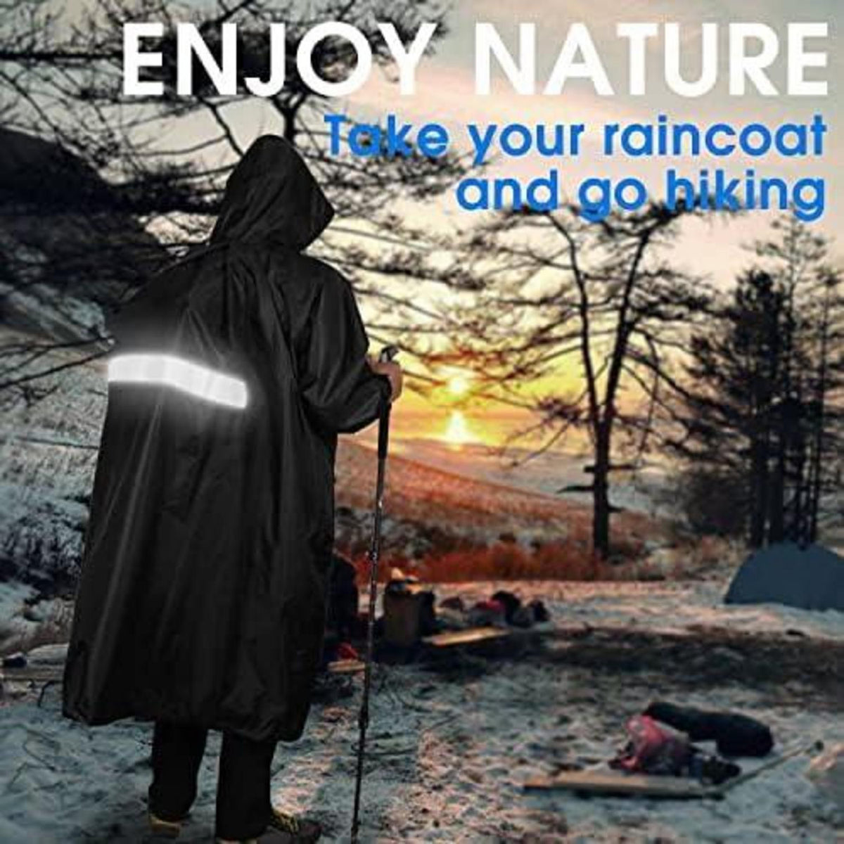 Wasserdichter Regenmantel für Radfahren Camping Outdoor Schwarz