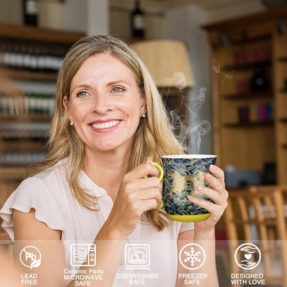 Chinesische Teetasse mit Sieb und Deckel 400ml Keramik Drache