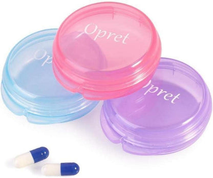 Tablettenbox Klein für Unterwegs 3 Stück Pillendose Vitamine Fischöl Tabletten Blau Lila Rosa