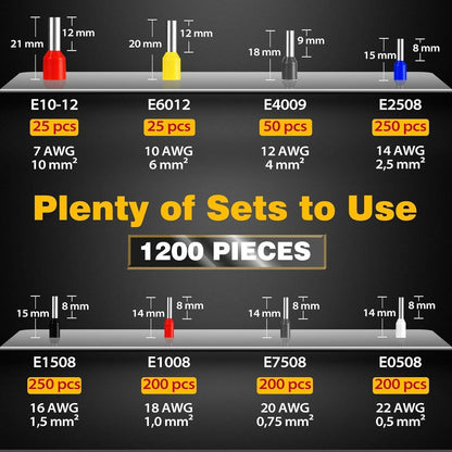 Crimpzange Aderendhülsen Set 0,25-10mm² 1200 Stk. HOMCA