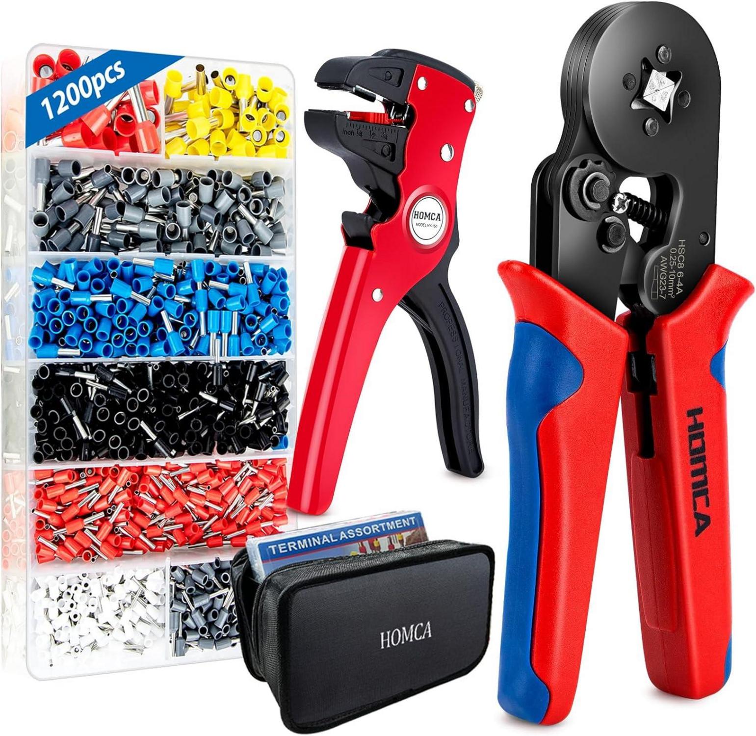 Crimpzange Aderendhülsen Set 0,25-10 mm² 1200 Stück Abisolierzange