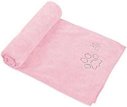 Hundehandtuch Mikrofaser Saugfähig Taschen Weich Bademantel 77x127cm Rosa
