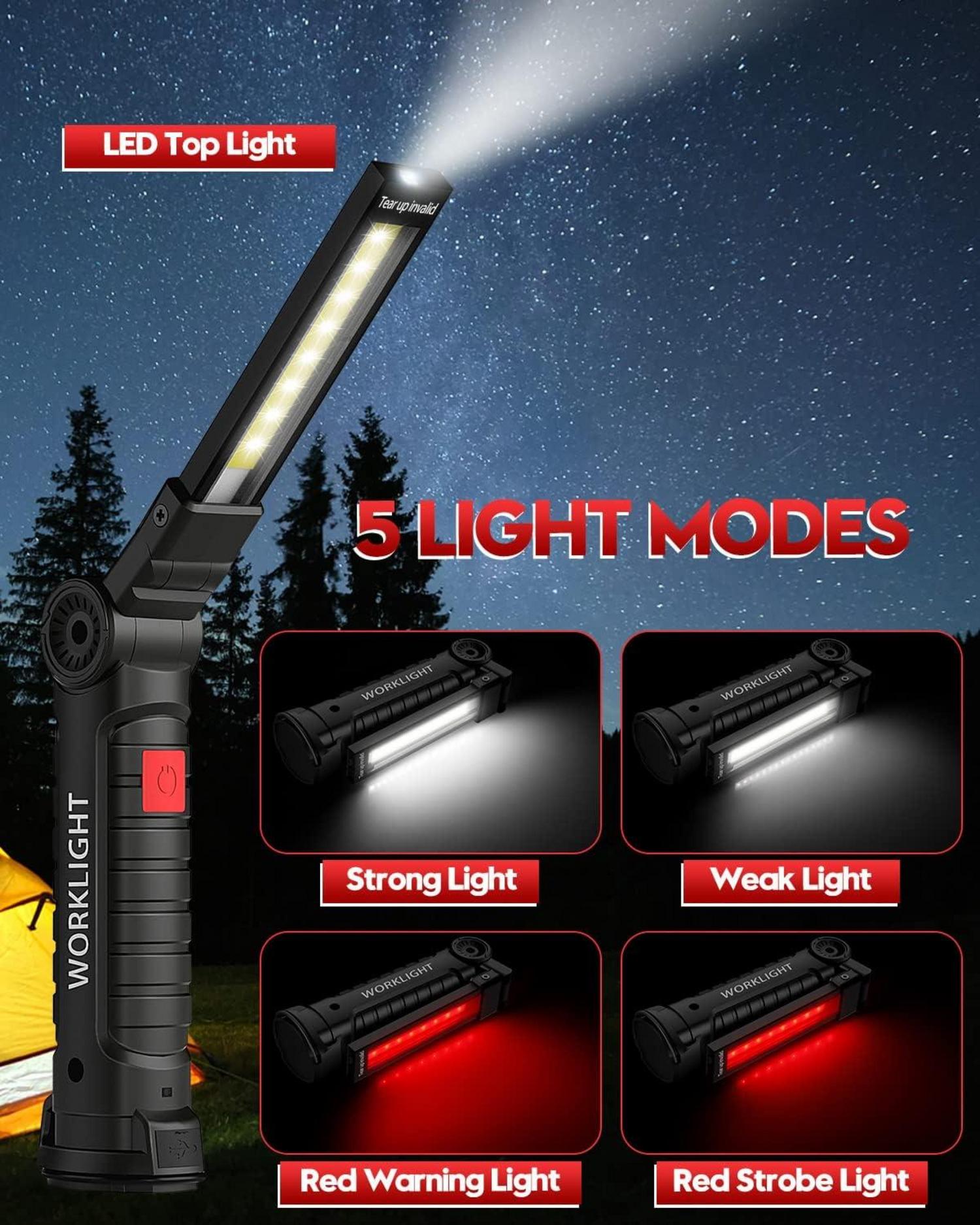 Coquimbo LED Arbeitsleuchte Werkstattlampe mit Magnet und Haken, 2 Stück Schwarz