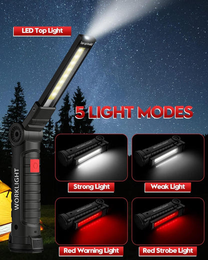 Coquimbo LED Arbeitsleuchte Werkstattlampe mit Magnet und Haken, 2 Stück Schwarz
