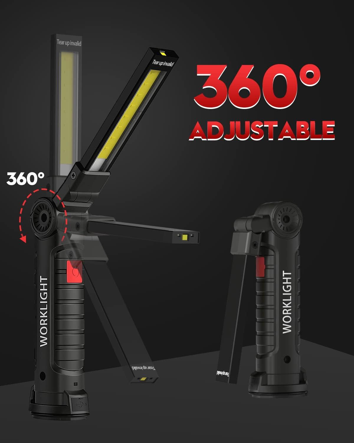 Coquimbo LED Arbeitsleuchte Werkstattlampe mit Magnet und Haken, 2 Stück Schwarz