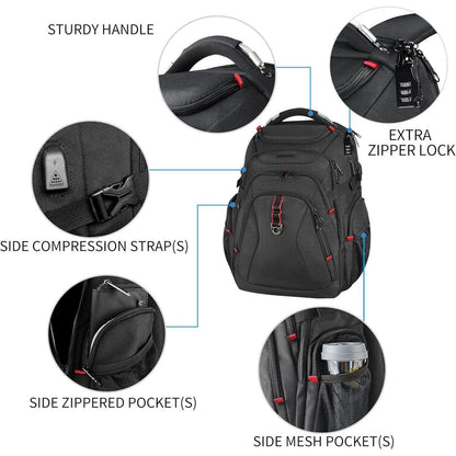 Großer Laptop Rucksack 17,3 Zoll Wasserdicht RFID Business
