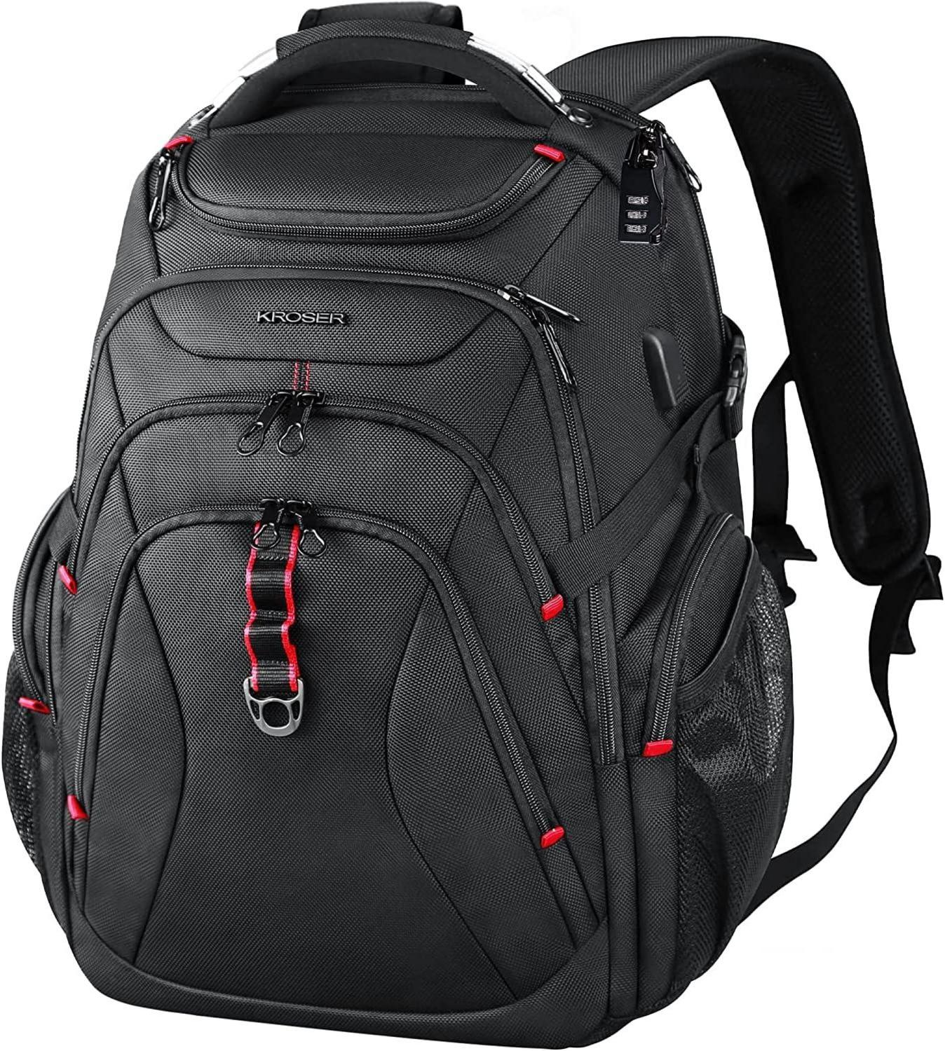 KROSER Laptop Rucksack 17,3 Zoll Wasserdicht XL BusinessRucksack Schwarz