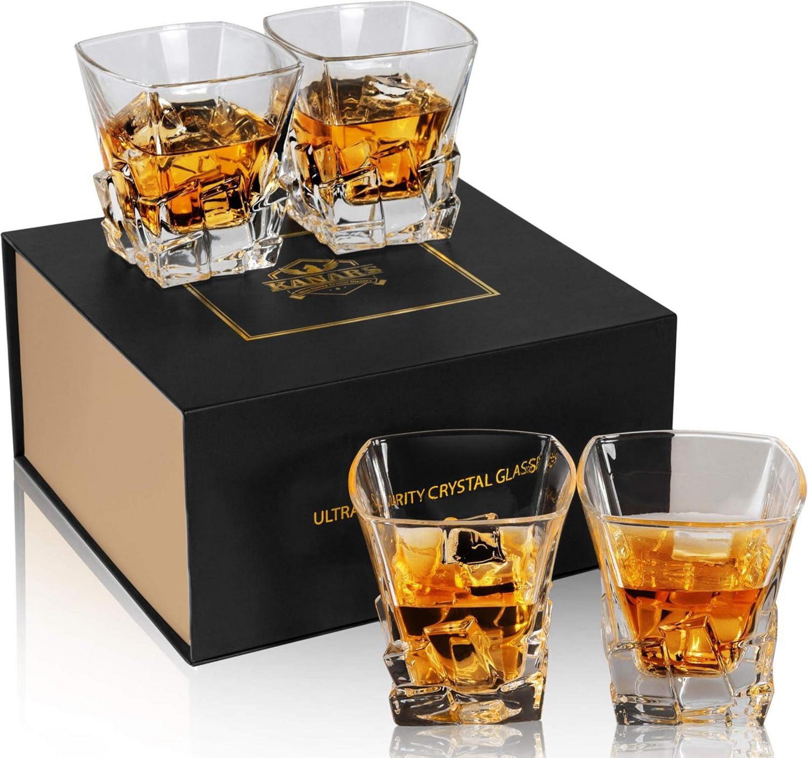 4-teiliges Whiskyglas Set Kristallglas Geschenkbox Whiskey 300ml