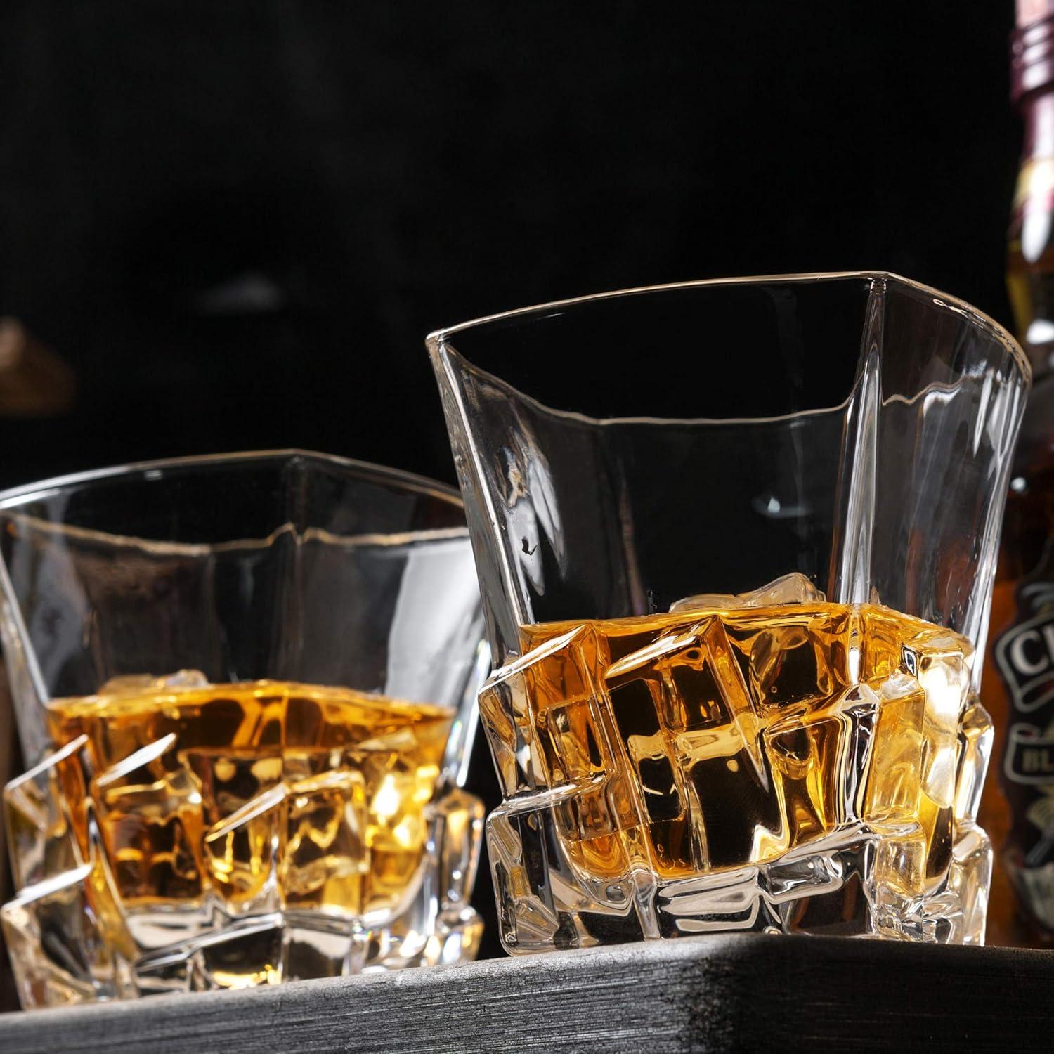 Whiskygläser Set 4-teilig Bleifrei Kristallglas Geschenk Box 300 ml