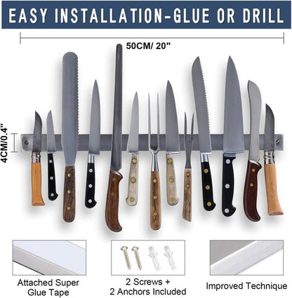 Magnetleiste Messerhalter 50cm Edelstahl Selbstklebend Stark