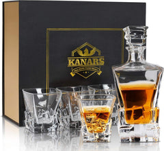 Whisky Karaffe Set 5-teilig Bleifrei Kristallglas Geschenk Box