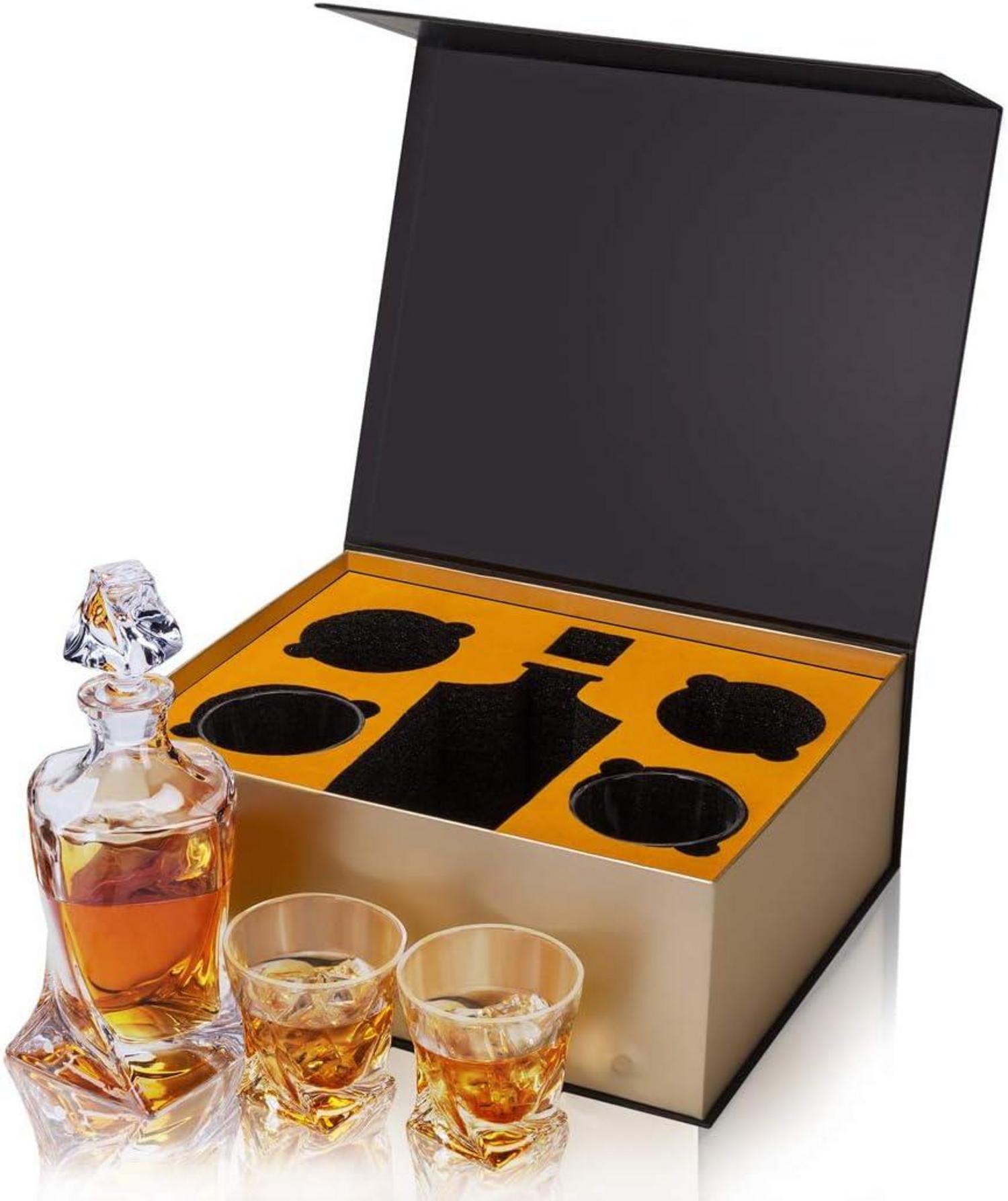 Whisky Karaffe Gläser Set 800ml Kristall Whiskey Dekanter 5