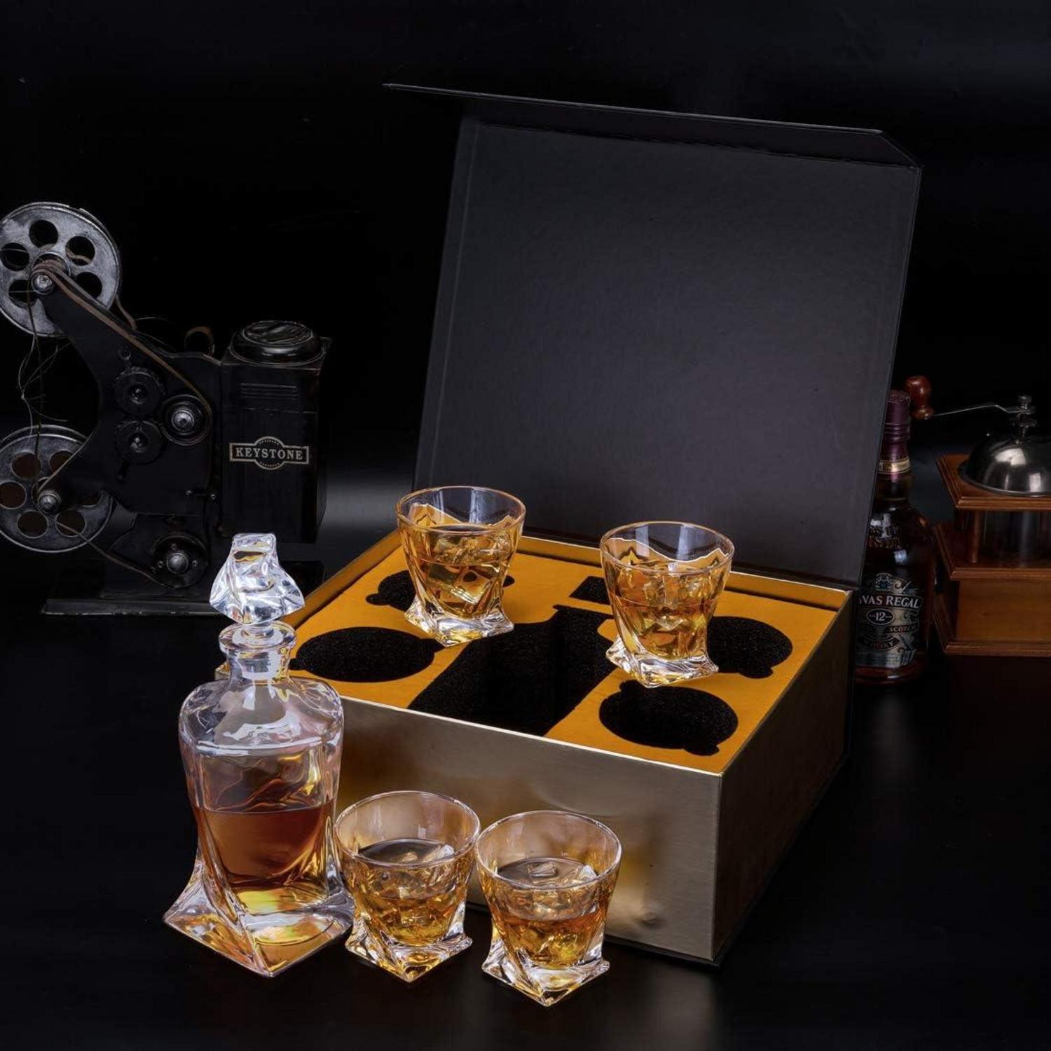 Whiskey Karaffe Gläser Set Kristall Bleifrei Dekanter