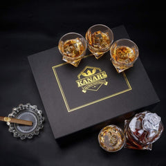 Whisky Karaffe und Gläser Set 800ml Kristall Dekanter 4x 300ml 5-Teilig