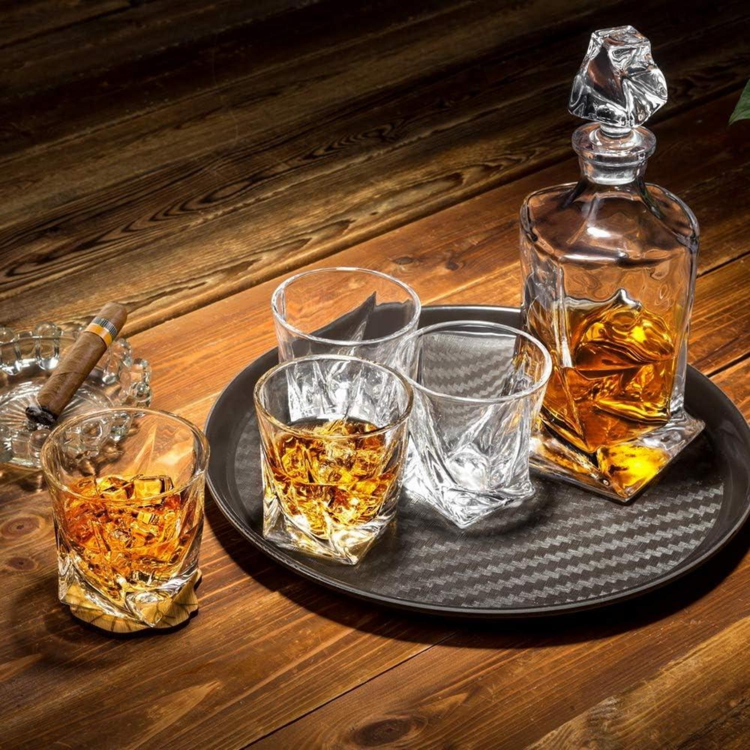 Whisky Gläser Set 5-tlg. Bleifrei Kristall Karaffe Geschenkbox