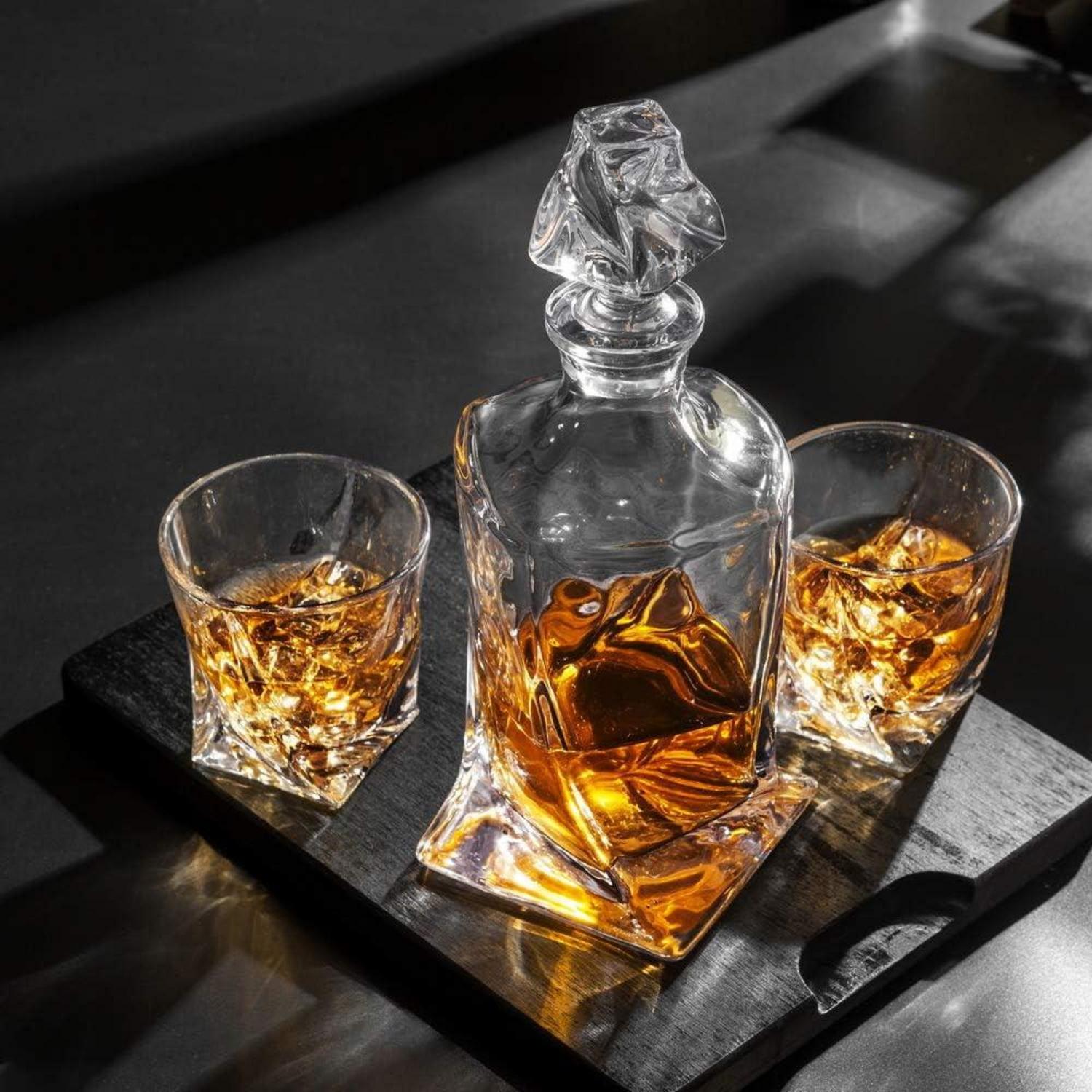 Whisky Karaffe und Gläser Set 800 ml Kristall Whiskey Dekanter