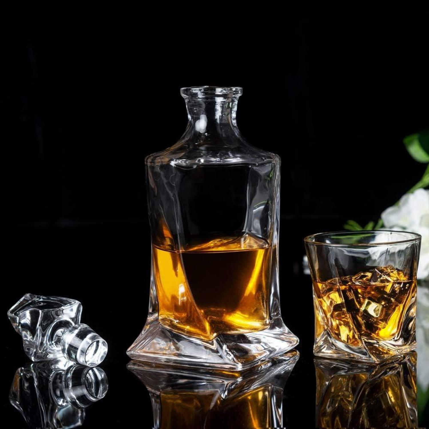 Whisky Gläser Set 5-tlg. Bleifrei Kristall Karaffe Geschenkbox