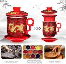 Chinesische Teetasse mit Sieb, Deckel & Untertasse 400ml