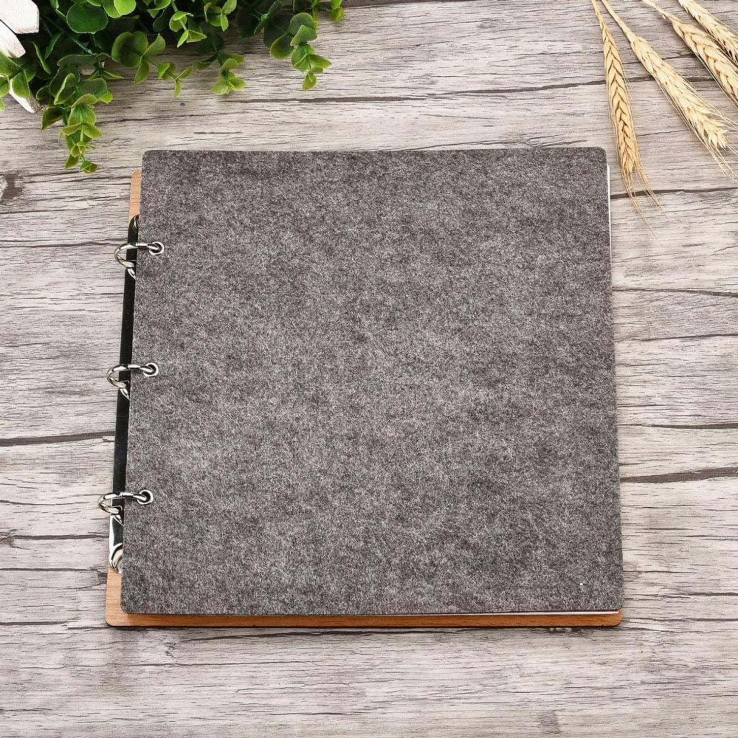 Großes Fotoalbum DIY Felt Scrapbooking Gästebuch Reisealbum Hellgrau 26x26cm